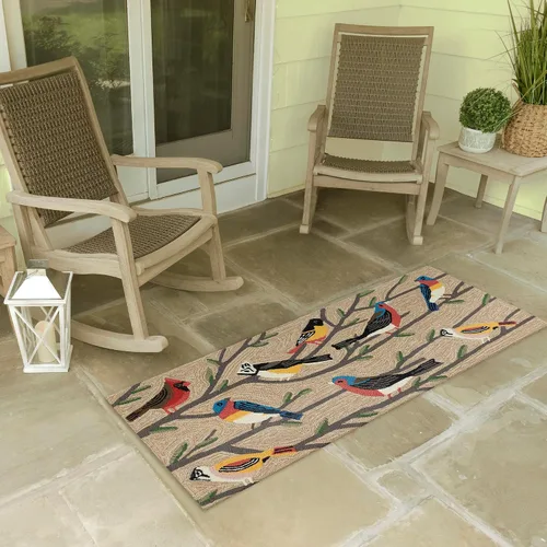 Vista 45 de Liora Manne Mum Aqua - Alfombra para interior/exterior, 3 pies, redonda