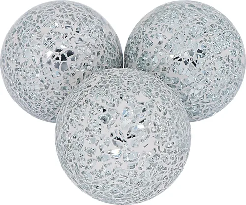 Vista 6 de Kunjocy 3 piezas de orbes de vidrio decorativas de 4 pulgadas, bolas de esfera de mosaico de vidrio, bolas de centro de mesa para tazones, jarrones