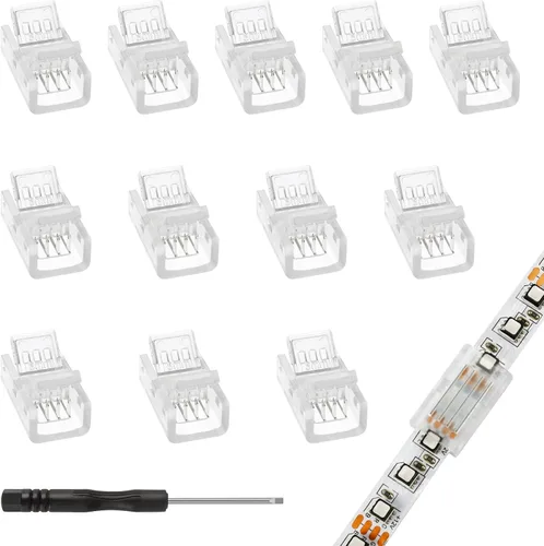 Vista 11 de VIPMOON 12 conectores de tira de luz LED sin soldadura de 3 pines de 0.315 in, conector rápido de tira a cable para tiras de luces LED WS2811 tira a