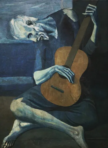 Vista 4 de Paquete de 3 – Vitruvian Man por Leonardo Da Vinci + The Old Guitarist por Pablo Picasso + póster de esqueleto de Van Gogh – impresiones artísticas