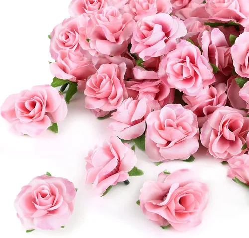Vista 14 de Kesote 50 rosas artificiales, rosas artificiales de seda pequeñas de 1.6 Negro