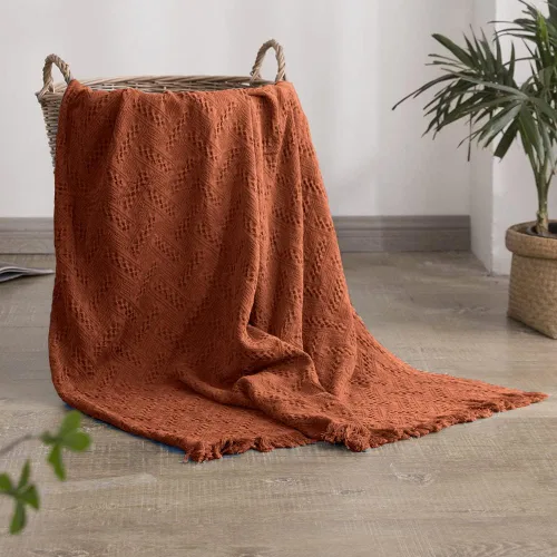 Vista 11 de Simple&Opulence Manta 100% algodón para cama, sofá, manta tejida geométrica de lujo bohemia con borlas, suave, ligera, acogedora, transpirable