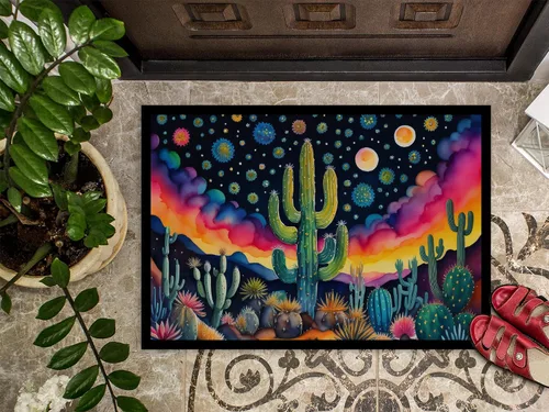 Vista 3 de Caroline's Treasures DAC1455MAT - Felpudo de la reina de la noche con diseño de cactus en color de 18 x 27 pulgadas, tapete para puerta delantera