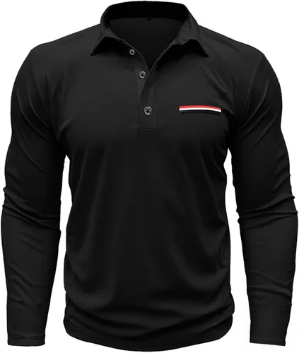Vista 2 de Lexiart Camisas polo de manga larga para hombre, atléticas, de secado rápido, camisas de golf casuales para entrenamiento, ajustadas, camisa básica