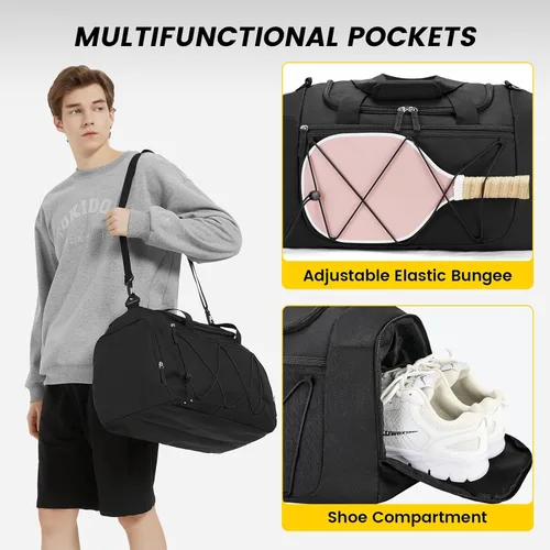 Vista 4 de Vorspack Bolsa de gimnasio para hombres Bolsa de lona de 151821 pulgadas para viajes, bolsa de lona ligera para artículos personales, bolsa