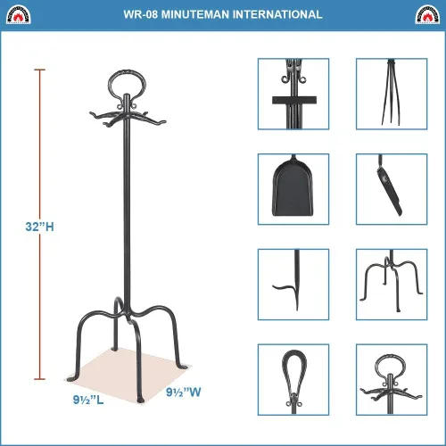 Vista 2 de Minuteman International Loop - Juego de herramientas para chimenea de hierro forjado, 5 piezas, grafito