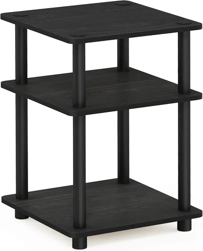 Vista 8 de Furinno Turn-N-Tube - Mesa auxiliar cuadrada moderna de 3 niveles, estantes abiertos sin herramientas, mesita de noche, mesita de noche, mesa