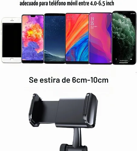 Vista 5 de Soporte de teléfono para espejo retrovisor, soporte para teléfono de automóvil con clips giratorios y ajustables de 270°, soporte universal