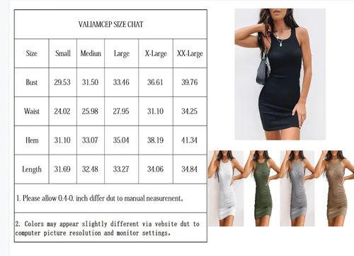 Vista 7 de Valiamcep Vestido para mujer sexy sin mangas acanalado vestido corto ajustado