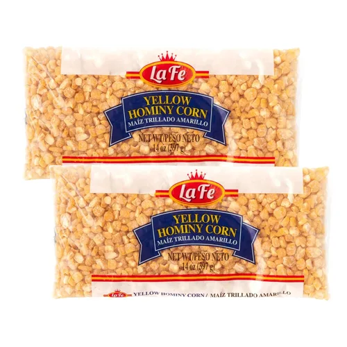Vista 2 de La Fe Maíz blanco Hominy - Maiz Trillado Blanco, Haz Tamales, Arepas y Empanadas, grano entero Hominy perfecto para pozole, sopas, guisos