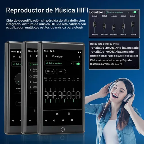 Vista 5 de Reproductor MP3 KeenPlus de 16GB con Bluetooth y WiFi, C4 Plus Android 13 Reproductor HiFi MP3 con Spotify, pantalla táctil de 4.3" FHD de panel