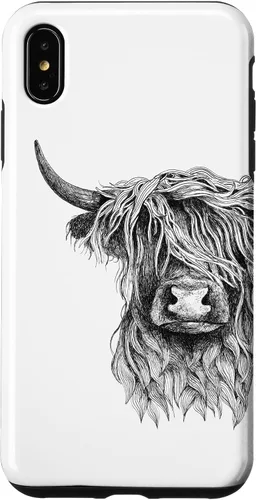 Vista 11 de iPhone 16 Highland Cow - Hand Drawn Illustration Case