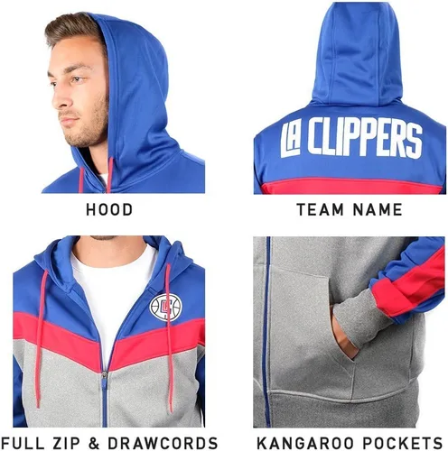 Vista 5 de Ultra Game Men's NBA Official Full Zip Hoodie Sweatshirt