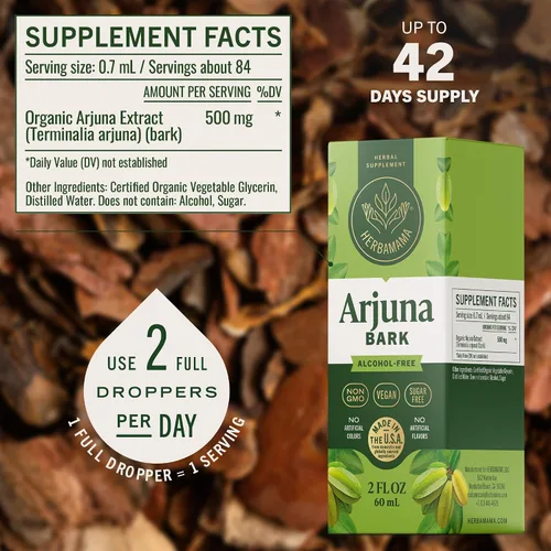 Vista 3 de HERBAMAMA Extracto de corteza de Arjuna: circulación y apoyo antioxidante