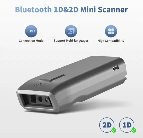 Vista 3 de NetumScan Mini QR Bluetooth escáner de código de barras, 3 en 1, lector de código de barras inalámbrico automático 1D 2D para inventario, escáner