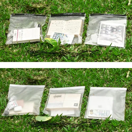 Vista 7 de YUMQUA Bolsas impermeables de gran tamaño, paquete de 3, soporte hermético transparente para documentos, mapa, cámara, teléfono celular, llave