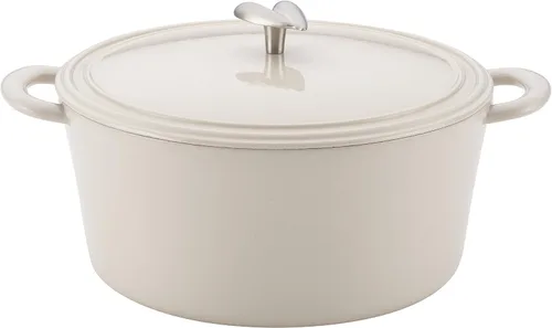 Vista 18 de Ayesha Curry Kitchenware - Sartén de hierro fundido esmaltado con mango auxiliar y boquillas de vertido, 12 pulgadas, color azul ancla