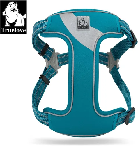 Vista 3 de TRUE LOVE Truelove - Arnés para perro TLH5991, chaleco de seguridad antitirones, arnés reflectante para mayor comodidad y menos tirones para Azul
