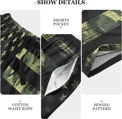 Vista 6 de Pantalones cortos de pijama de gatos negros lindos para hombre, pantalones cortos de dormir súper suaves con cordón y bolsillos
