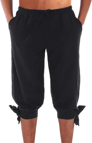 Vista 2 de Pantalones al tobillo para hombre, tipo medieval, vikingos, traje de navegante o pirata, pantalones renacentistas, góticos