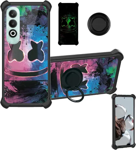 Vista 29 de Aroepurt Funda compatible con Nothing Phone 2a Phone Case Cover [PC duro + silicona suave] [soporte de anillo] [efecto luminoso] YGH-BQ