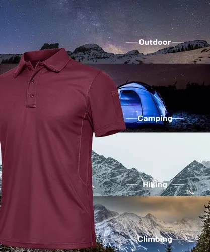Vista 6 de TACVASEN - Camiseta de cuello polo táctica para hombre, diseño de manga larga y corta, para deportes y uso al aire libre