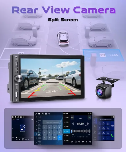 Vista 6 de Rimoody 4G+128G Estéreo de Coche Doble DIN inalámbrico CarPlay Android Auto, Android Car Radio 7 '' en la célula pantalla táctil/GPS/Bluetooth