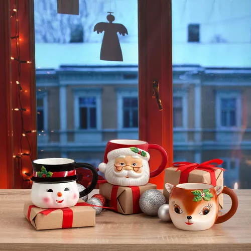 Vista 4 de Taza de muñeco de nieve de 16 oz Papá Noel