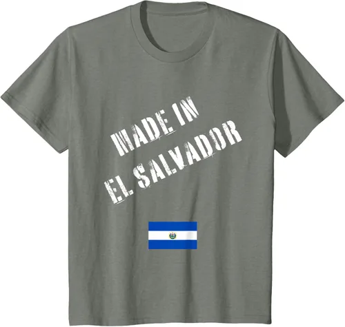 Vista 32 de Camiseta divertida Made in El Salvador con bandera