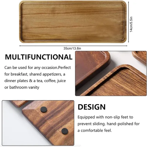Vista 2 de Platos y bandejas de madera maciza de 13.8 pulgadas de madera de acacia natural para charcutería, tabla de quesos (3)