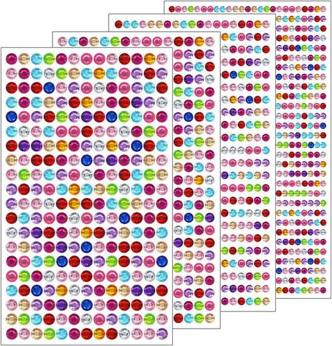 Vista 20 de 1799 piezas 4 hojas de pegatinas de diamantes de imitación 3/4/5/6 mm autoadhesivas para maquillaje de cara, ojos, cabello y cuerpo (Rojo-3/4/5/6mm)
