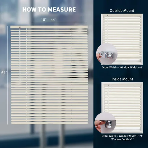 Vista 6 de Minipersianas de aluminio para ventanas sin cordones, persianas horizontales para ventanas para ajuste de luz, persianas venecianas de metal