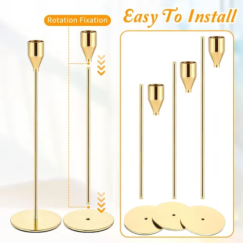 Vista 4 de Giantree Juego de 18 portavelas decorativos, modernos y elegantes portavelas altos de metal fino, centros de mesa, bodas, fiestas de Navidad