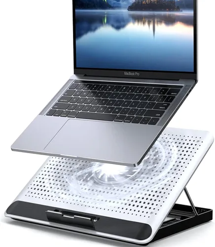 Vista 9 de Almohadilla de refrigeración para laptop de 17 pulgadas, 15.6, 14, 13, 12 pulgadas, alfombrilla enfriadora para juegos, 5 ventiladores silenciosos
