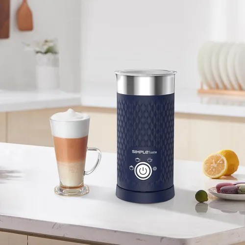 Vista 5 de SIMPLETASTE Espumador de leche, vaporizador de leche eléctrico 4 en 1, máquina automática de espuma caliente y fría y calentador de leche para café