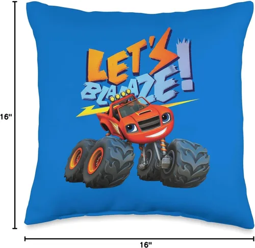 Vista 4 de Blaze and the Monster Machines Let's Blaze - Almohada (16.0 x 16.0 in), multicolor