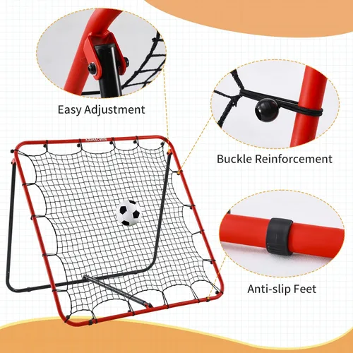 Vista 2 de KAIHAOWIN Red de rebote de fútbol, rebote de fútbol de acero de 4 x 4 pies, red de rebote para entrenamiento de práctica de fútbol en el patio