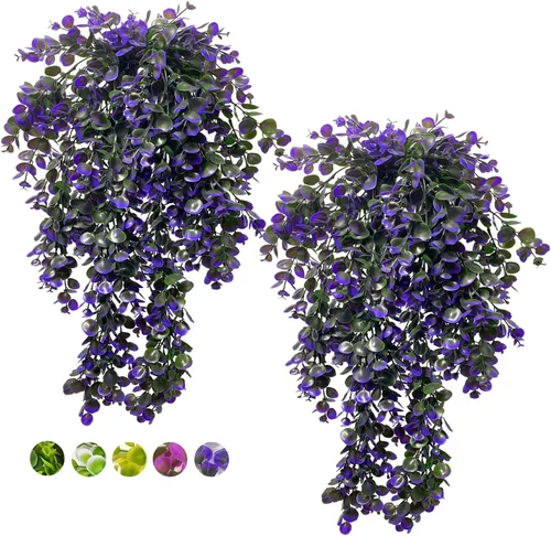 Vista 10 de Planta de vid falsas, 4 piezas, plantas artificiales grandes, plantas colgantes artificiales para pared, hiedra falsa, decoración de habitación