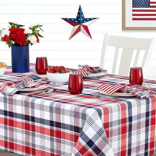 Vista 7 de Lintex Home Bargains Plus - Servilletas de tela patrióticas para celebración, juego de 4 Rojo Blanco y Azul, Algodón, Servilleta Americana Tela A