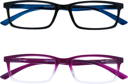 Vista 32 de OPULIZE SEE - Gafas de lectura con bloqueo de luz azul para mujeres y hombres, marco estrecho, bisagras de resorte, anteojos de juegos para negro