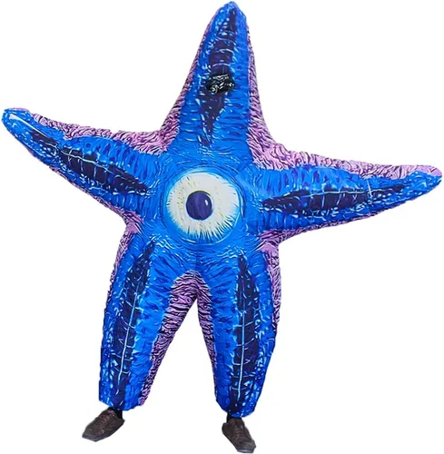 Vista 2 de Famoso disfraz inflable de estrella de mar de rey tiburón para adultos, divertido disfraz de fiesta explosiva, disfraz de Halloween y cosplay