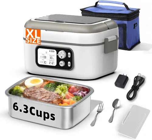 Vista 13 de Lonchera eléctrica inalámbrica XL de 6.3 tazas para adultos, 20000 mAh recargable alimentada por batería inteligente para hombres y mujeres