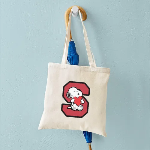 Vista 4 de CafePress Peanuts Snoopy Reusable Beige Canvas Tote Shopping Bag