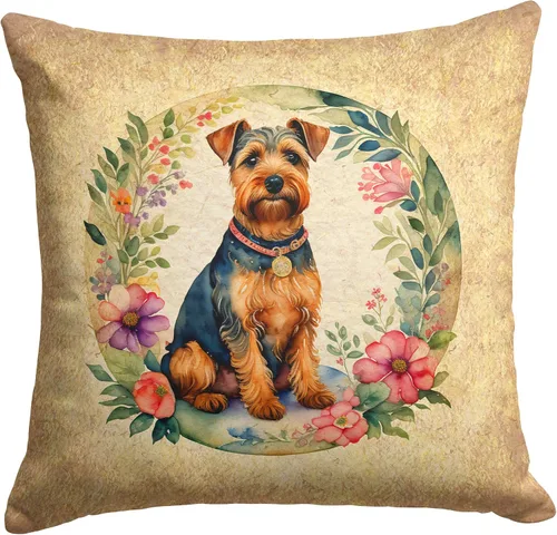 Vista 23 de Caroline's Treasures DAC2072PW1414 Affenpinscher and Flowers - Almohada decorativa de tela, lavable a máquina, para interiores y exteriores
