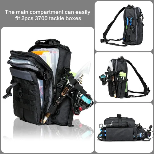 Vista 3 de Blisswill - Bolsa de almacenamiento para equipo de pesca al aire libre - Mochila de pesca grande resistente al agua