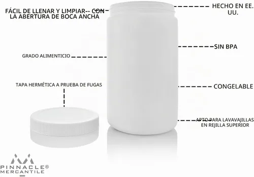 Vista 2 de Pinnacle Mercantile Recipientes para helados caseros de 32 onzas HDPE, juego de 4, recipientes reutilizables para helado casero, contenedor