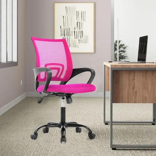 Vista 16 de Silla de escritorio, silla de oficina en casa, sillas de computadora de malla con soporte lumbar y reposabrazos, silla de escritorio ergonómica