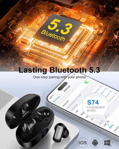 Vista 2 de Auriculares inalámbricos Android para Samsung Galaxy S26 S25 Ultra S24 S23 S22 Plus A17 A35 A16 A15 A54 Z Fold7 Flip7, HiFi estéreo Bluetooth