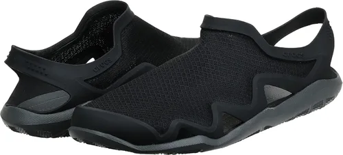 Vista 3 de Crocs Sandalias de malla Swiftwater para hombre, NegroGris (Slate Grey), 8