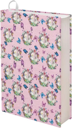 Vista 9 de AFPANQZ Linda funda de libro para mujer, diseño de caricaturas, diseño de gato, reutilizable, protector de tapa dura, funda elástica de tela